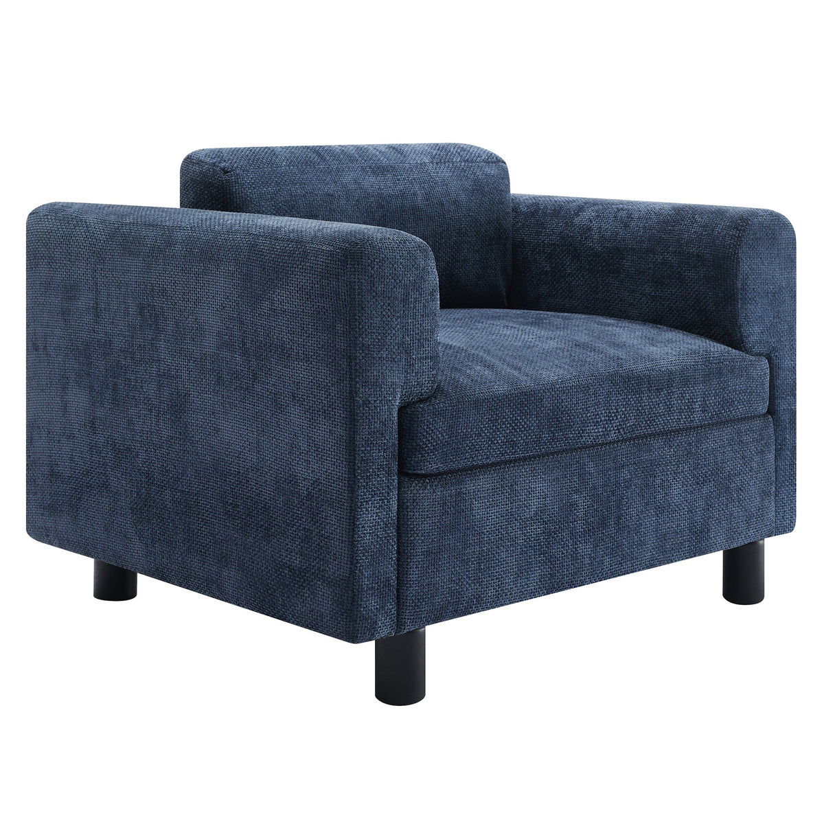 THE FURNITURE CO. Accent Chair Modern Blue Woven Velvet Oversized Armchair