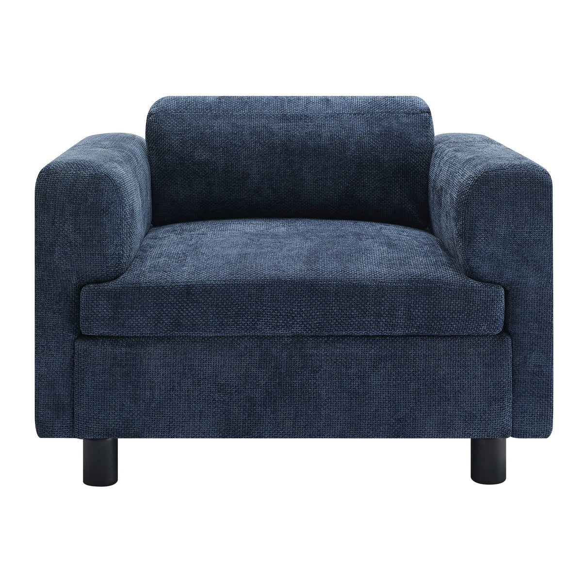 THE FURNITURE CO. Accent Chair Modern Blue Woven Velvet Oversized Armchair