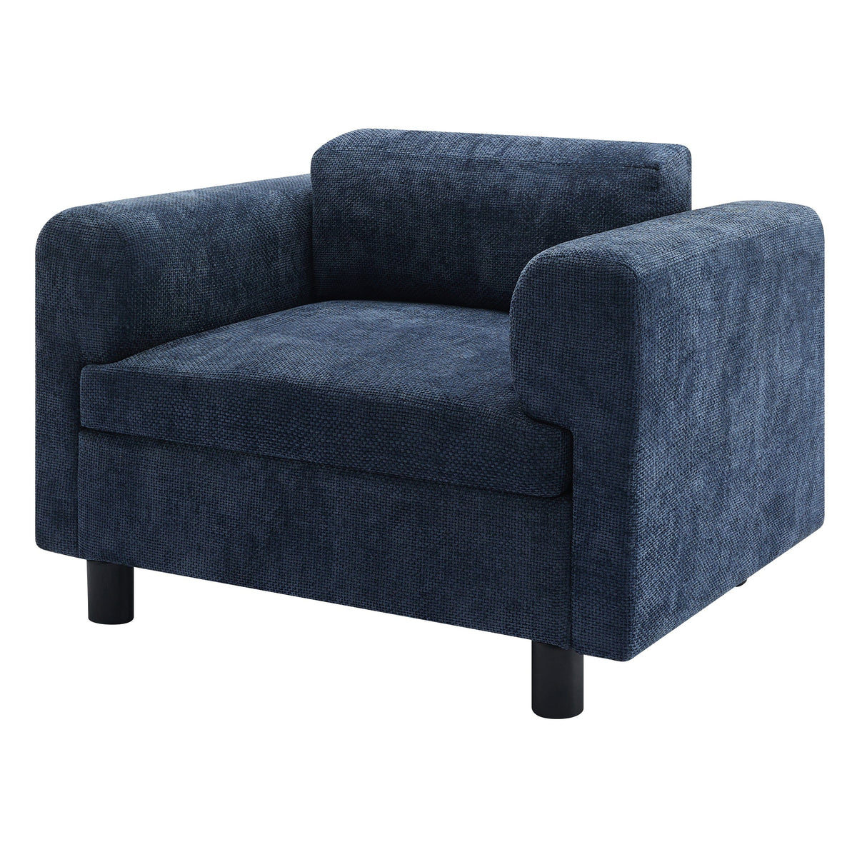 THE FURNITURE CO. Accent Chair Modern Blue Woven Velvet Oversized Armchair