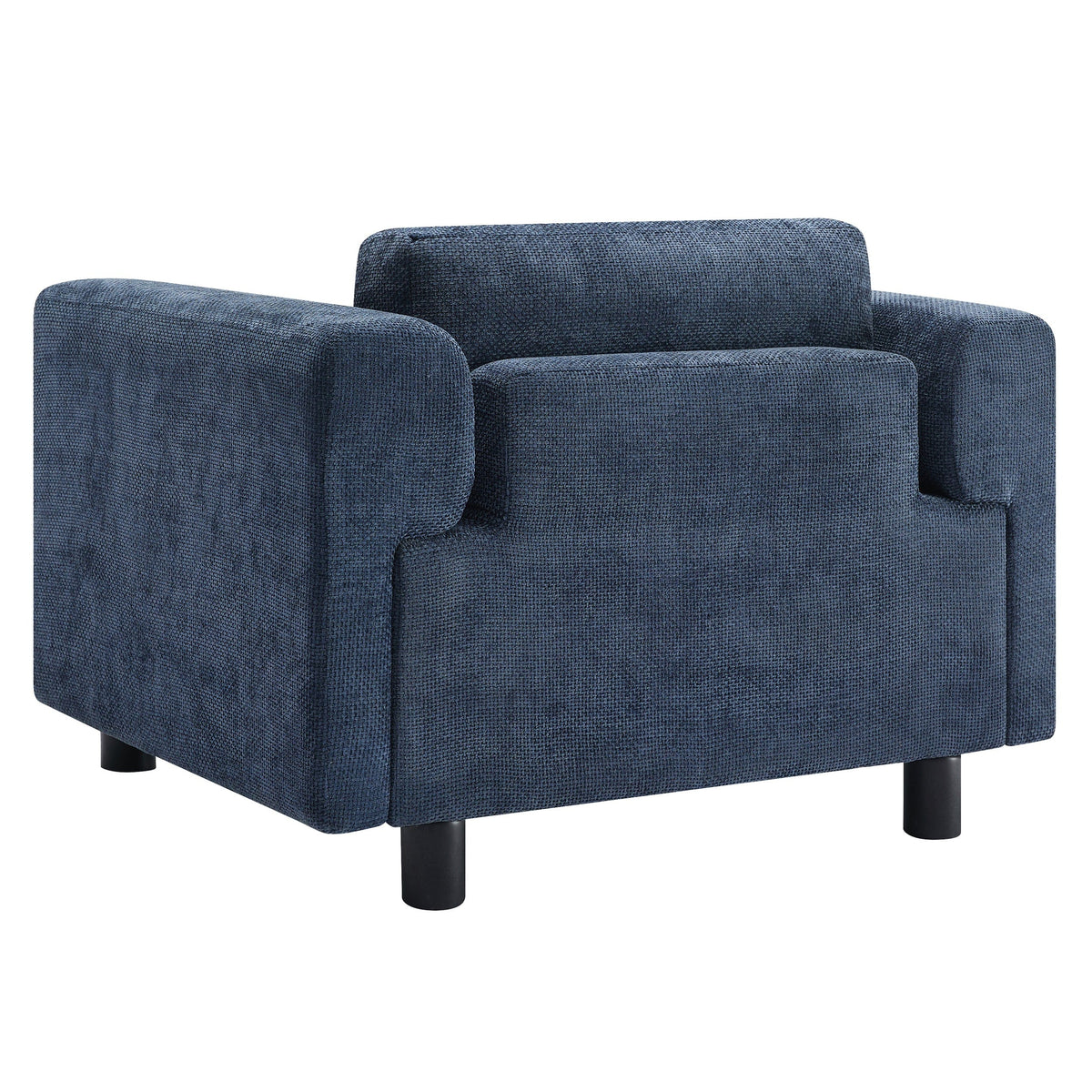 THE FURNITURE CO. Accent Chair Modern Blue Woven Velvet Oversized Armchair