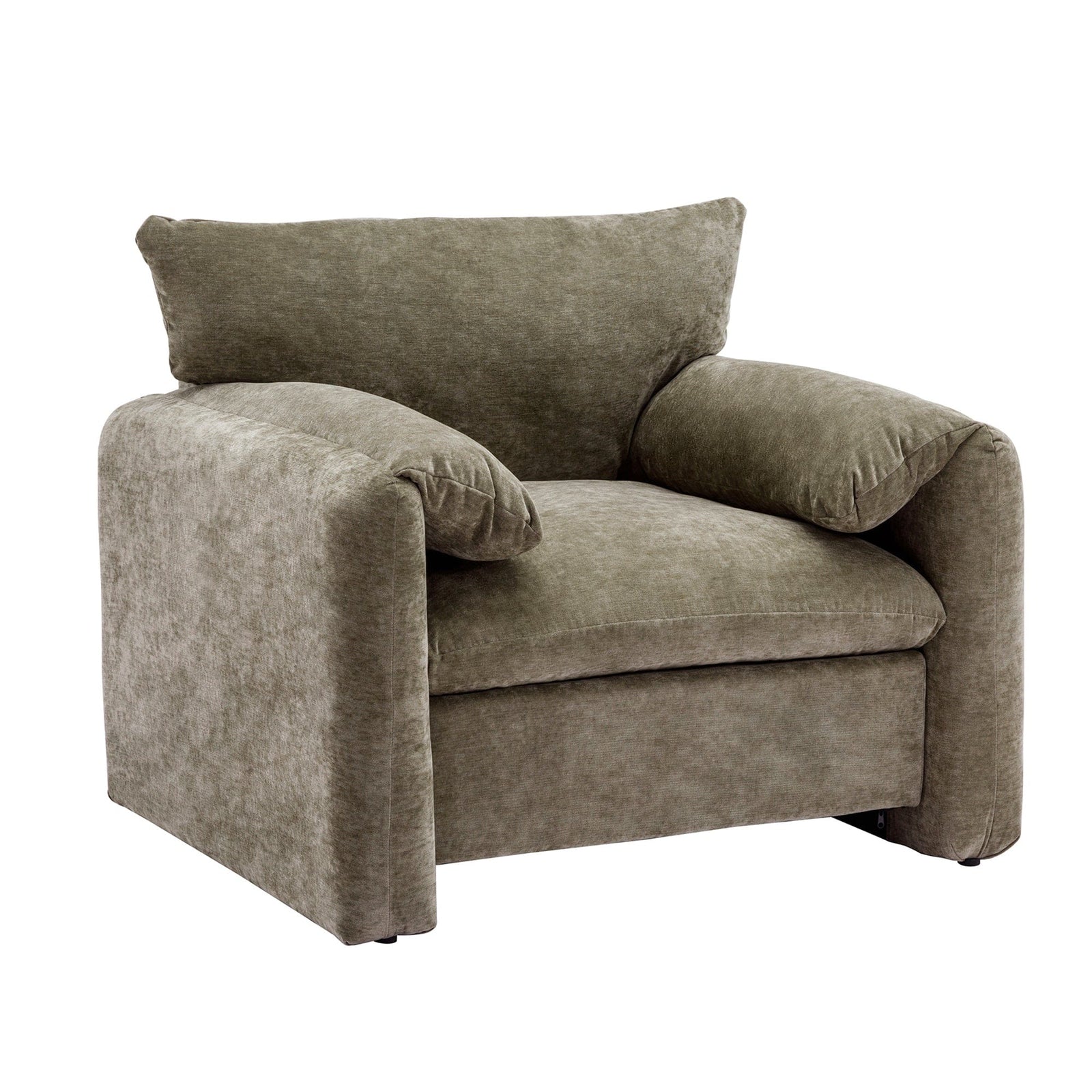 THE FURNITURE CO. Accent Chair Modern Chenille Oversized Armchair In Matcha Green