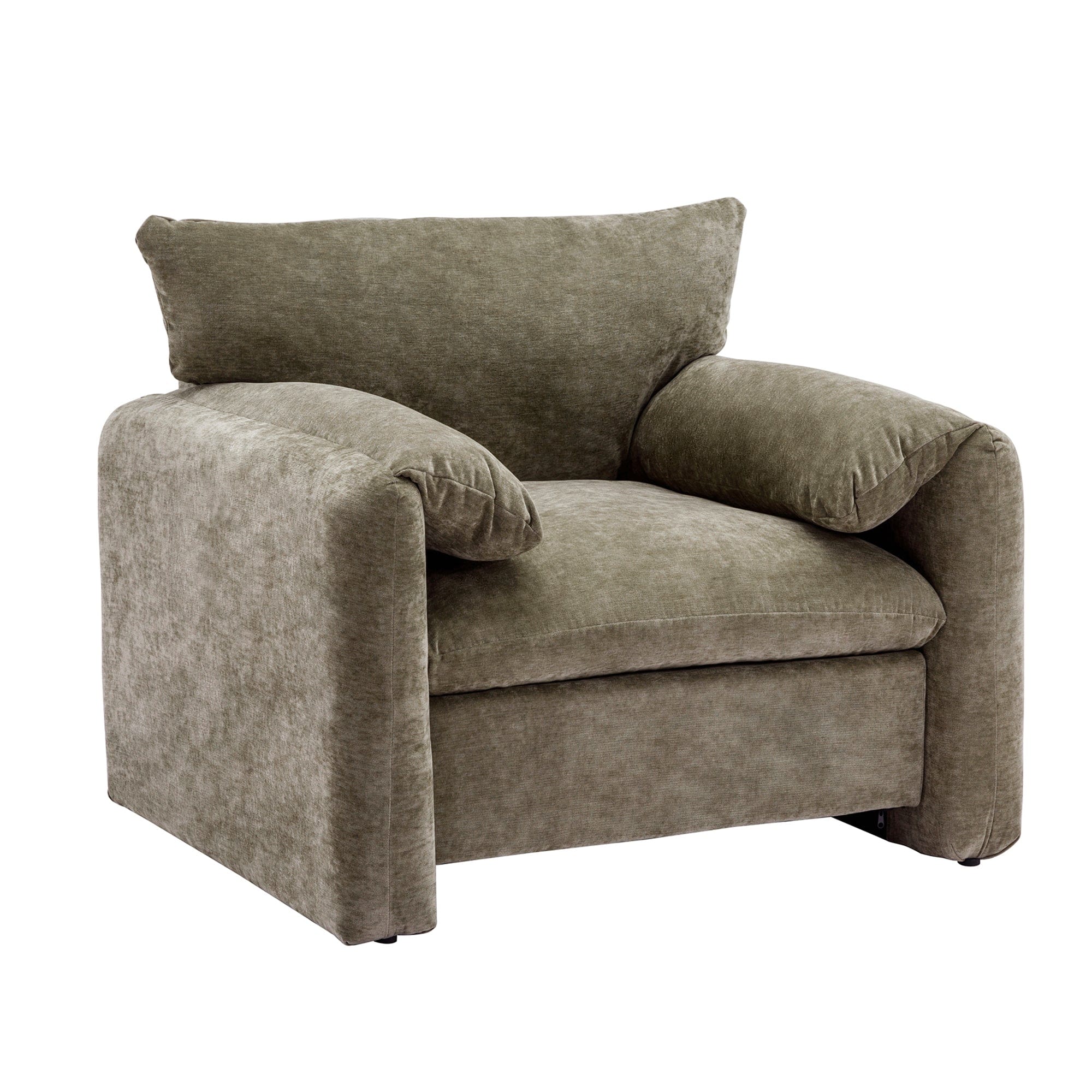 THE FURNITURE CO. Accent Chair Modern Chenille Oversized Armchair In Matcha Green
