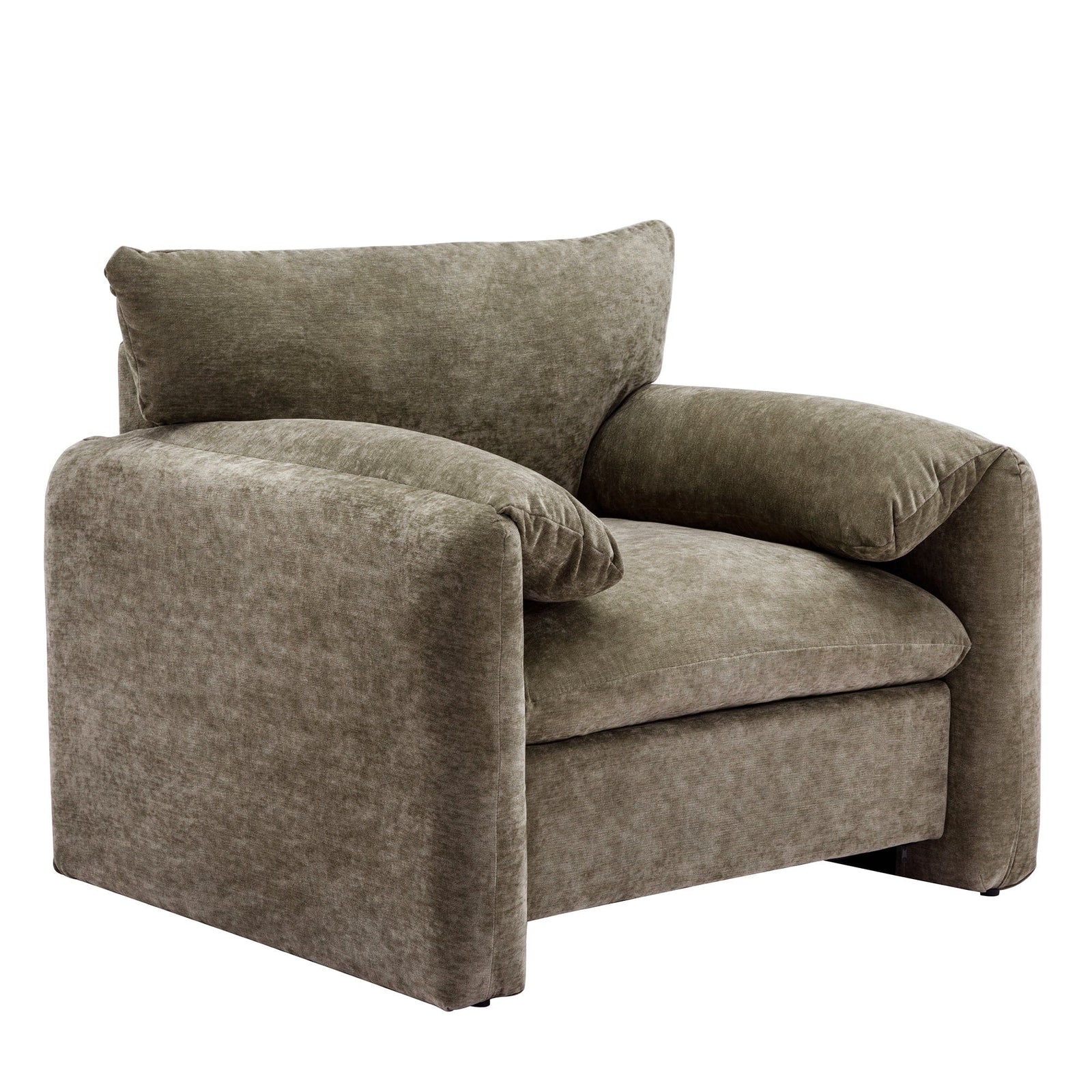 THE FURNITURE CO. Accent Chair Modern Chenille Oversized Armchair In Matcha Green