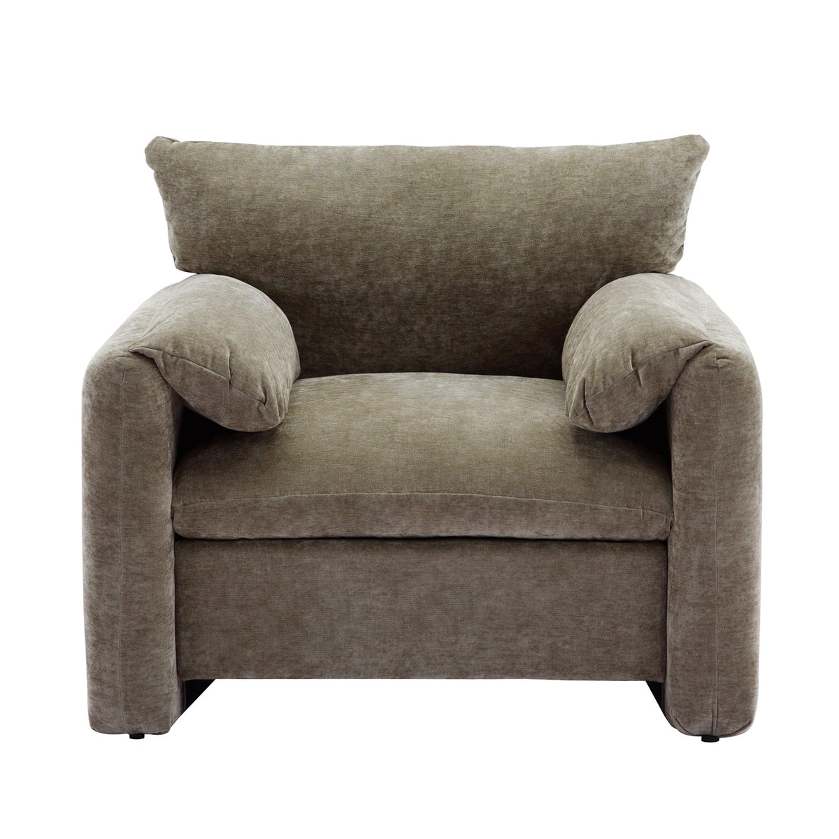 THE FURNITURE CO. Accent Chair Modern Chenille Oversized Armchair In Matcha Green