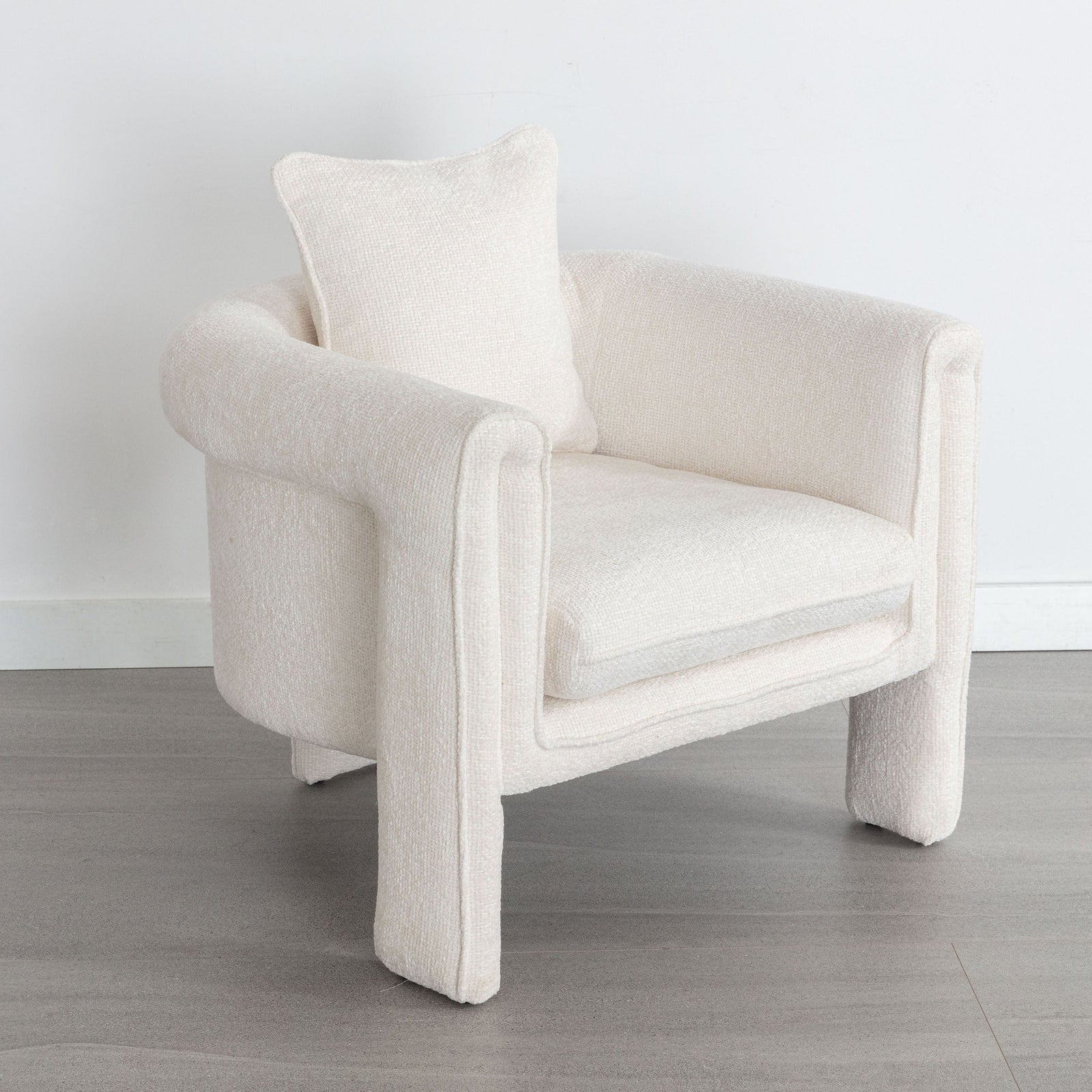 THE FURNITURE CO. Accent Chair Modern Contemporary Ivory Upholstered Armchair