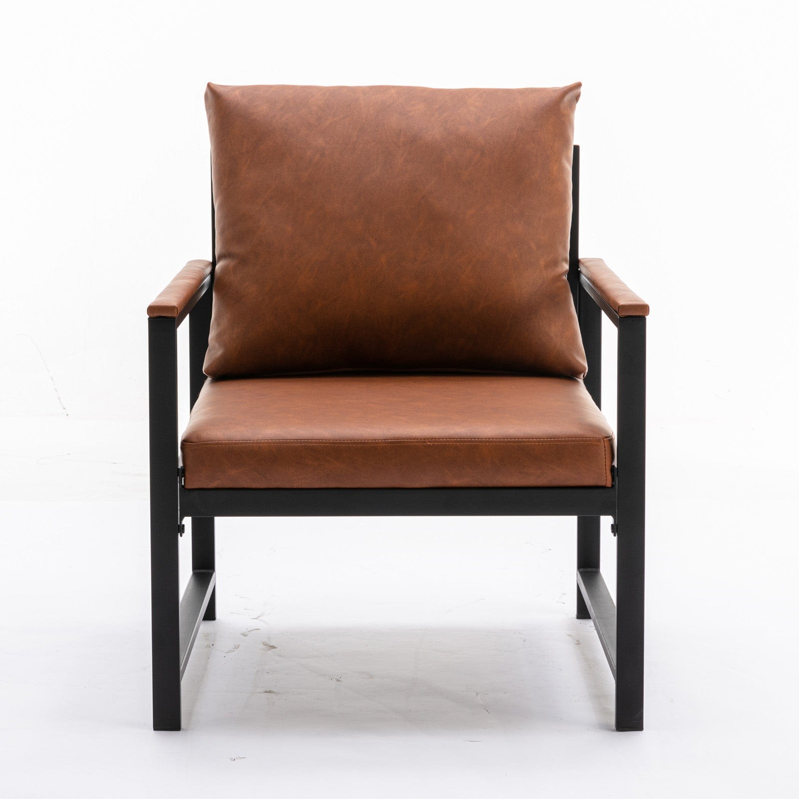 THE FURNITURE CO. Accent Chair Modern Faux Leather Accent Chair with Black Powder Coated Metal Frame