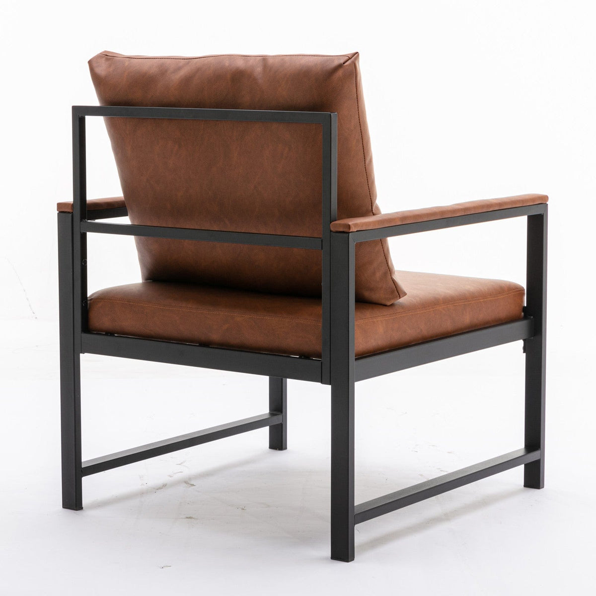 THE FURNITURE CO. Accent Chair Modern Faux Leather Accent Chair with Black Powder Coated Metal Frame