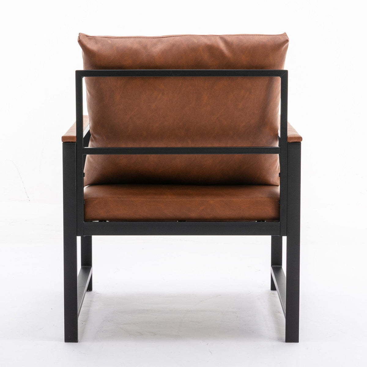THE FURNITURE CO. Accent Chair Modern Faux Leather Accent Chair with Black Powder Coated Metal Frame