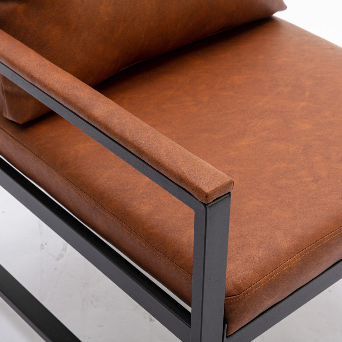 THE FURNITURE CO. Accent Chair Modern Faux Leather Accent Chair with Black Powder Coated Metal Frame