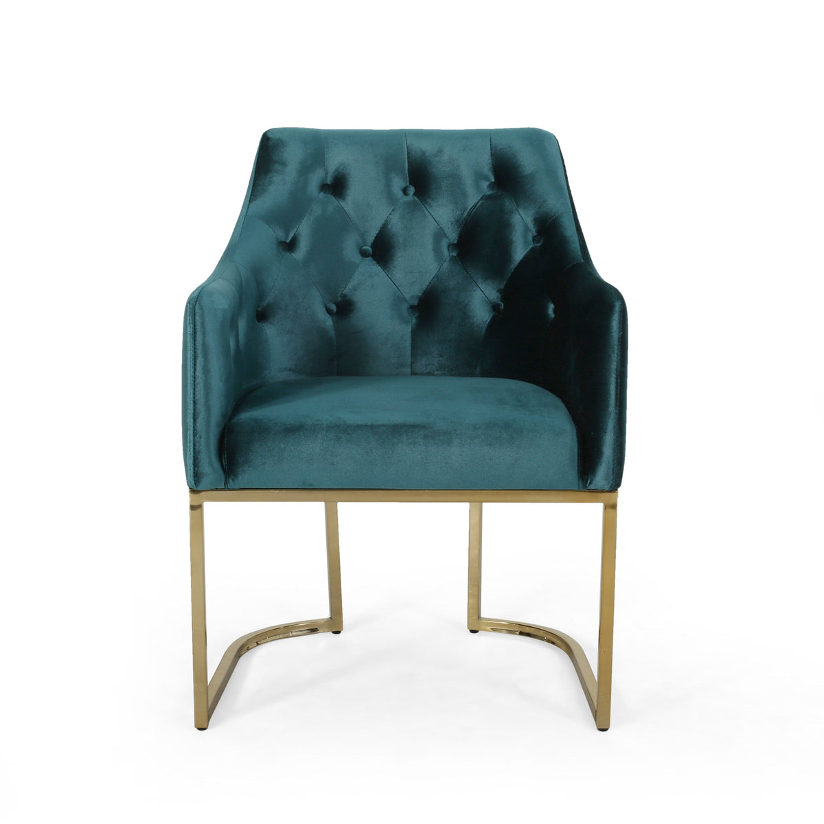 THE FURNITURE CO. Accent Chair Modern Glam Teal Altay Velvet Accent Chair with Gold Accents