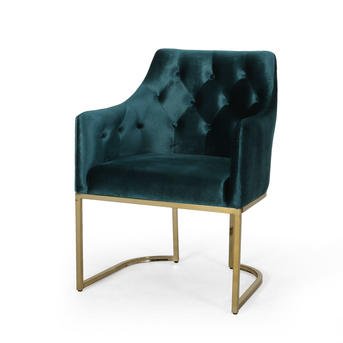 THE FURNITURE CO. Accent Chair Modern Glam Teal Altay Velvet Accent Chair with Gold Accents