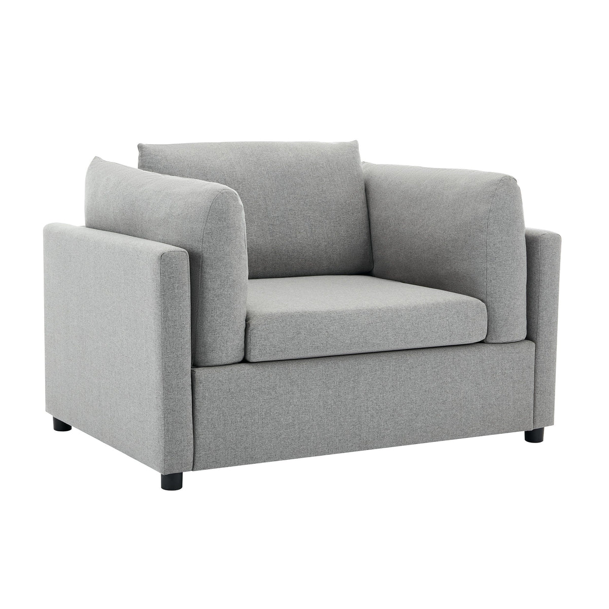 THE FURNITURE CO. Accent Chair Modern Light Gray Oversized Armchair with Ottoman