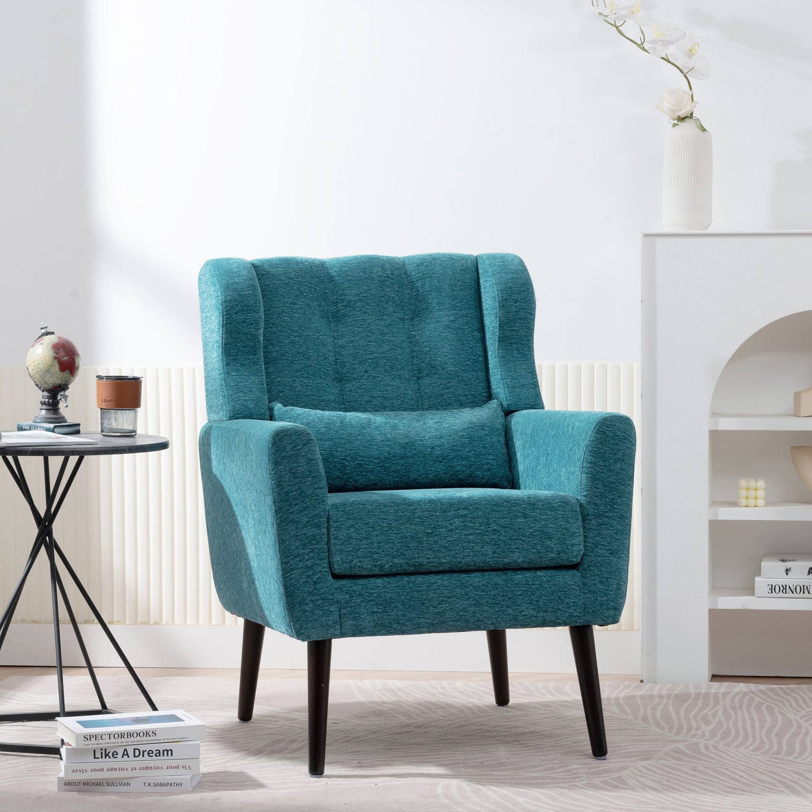 THE FURNITURE CO. Accent Chair Modern Mid Century Accent Chair In Teal Chenille