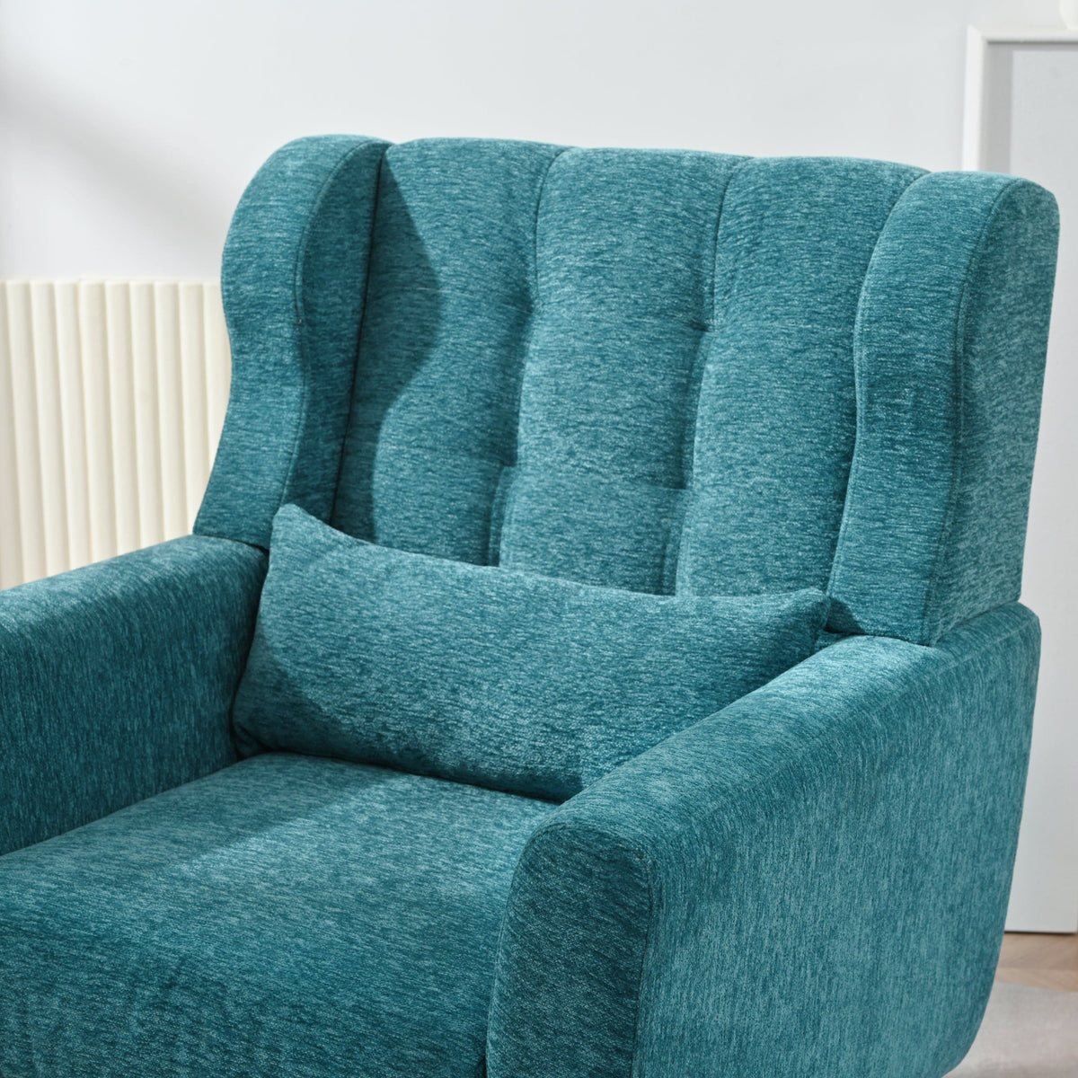 THE FURNITURE CO. Accent Chair Modern Mid Century Accent Chair In Teal Chenille