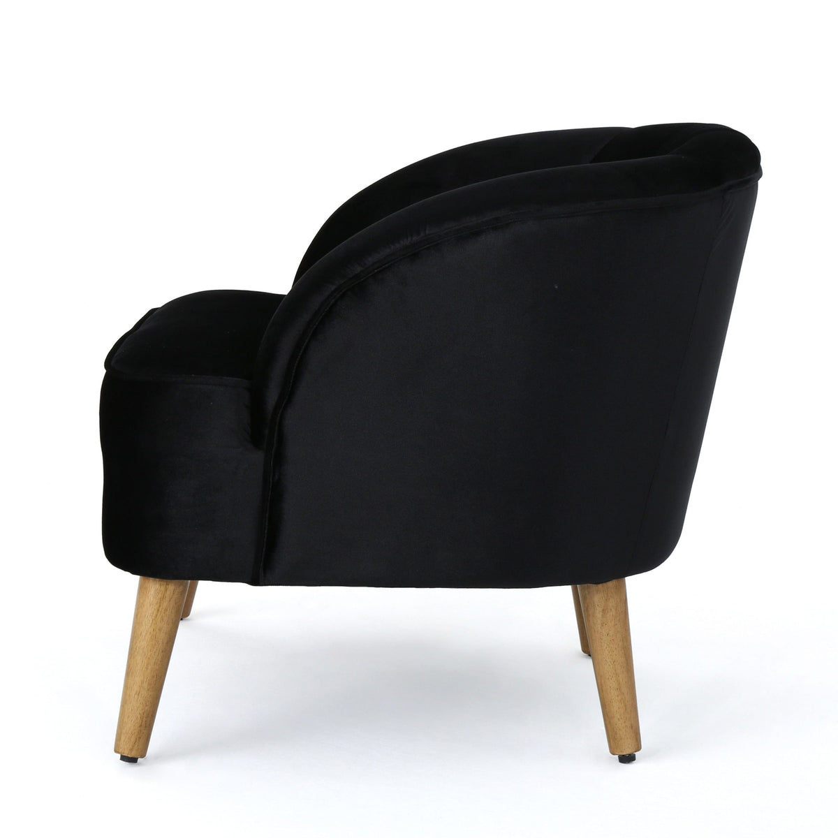 THE FURNITURE CO. Accent Chair Modern New Velvet Club Chair with Curved Backrest
