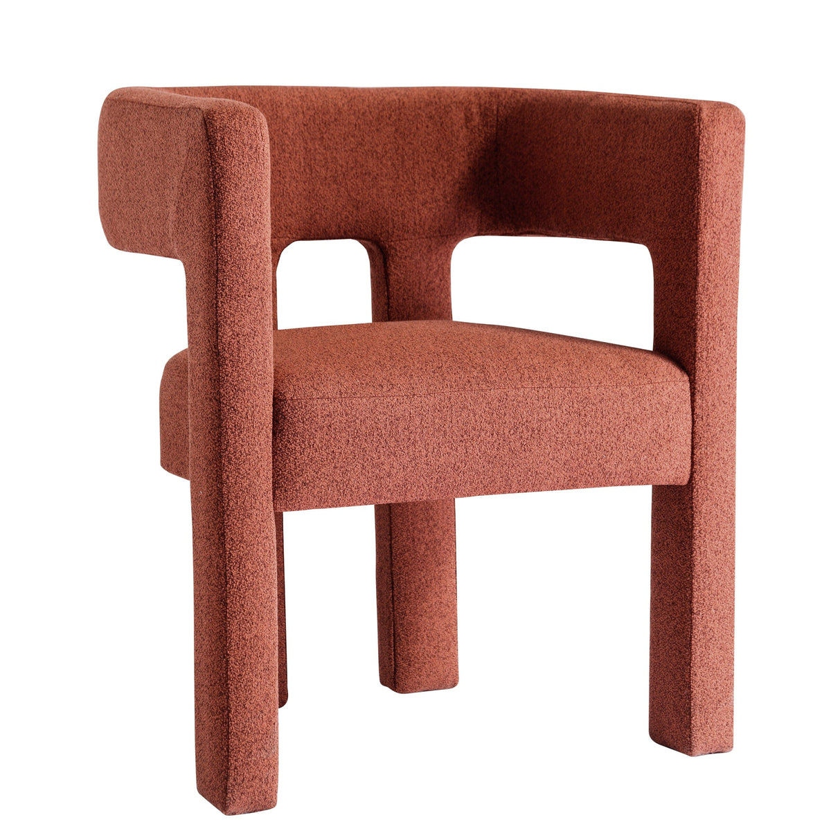 THE FURNITURE CO. Accent Chair Modern Orange Linen Accent Chair with Curved Backrest and Soft Upholstery