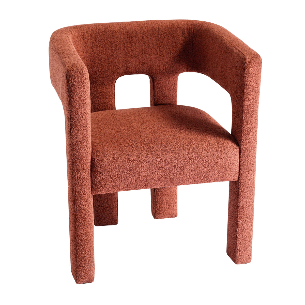 THE FURNITURE CO. Accent Chair Modern Orange Linen Accent Chair with Curved Backrest and Soft Upholstery