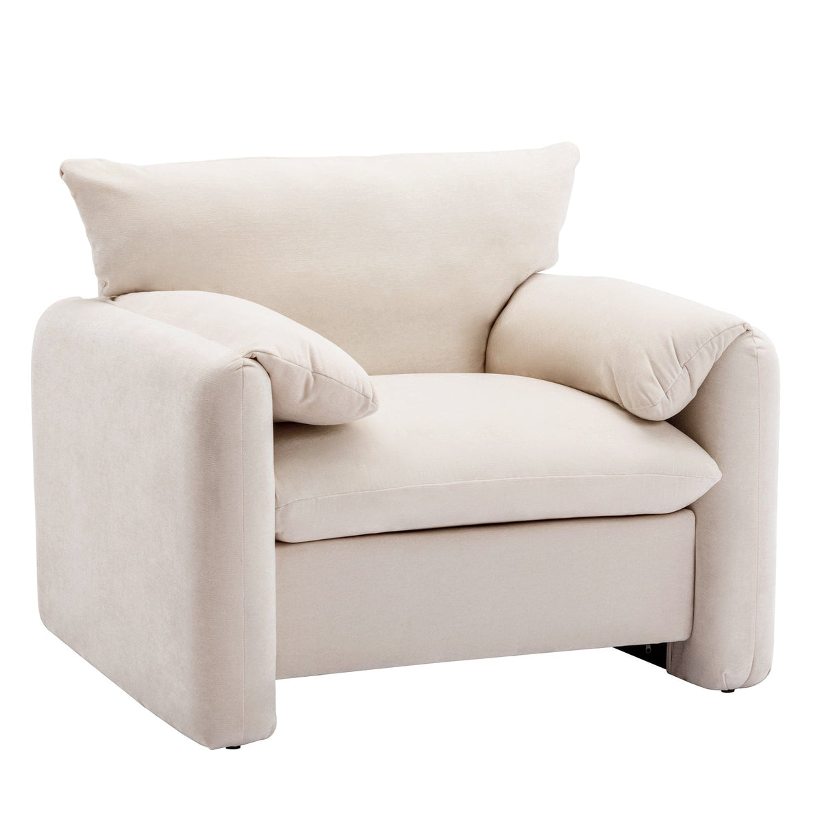 THE FURNITURE CO. Accent Chair Modern Oversized Armchair In Cream Chenille