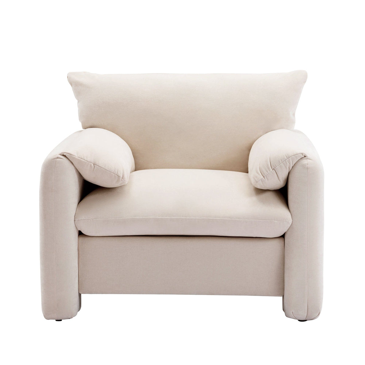 THE FURNITURE CO. Accent Chair Modern Oversized Armchair In Cream Chenille