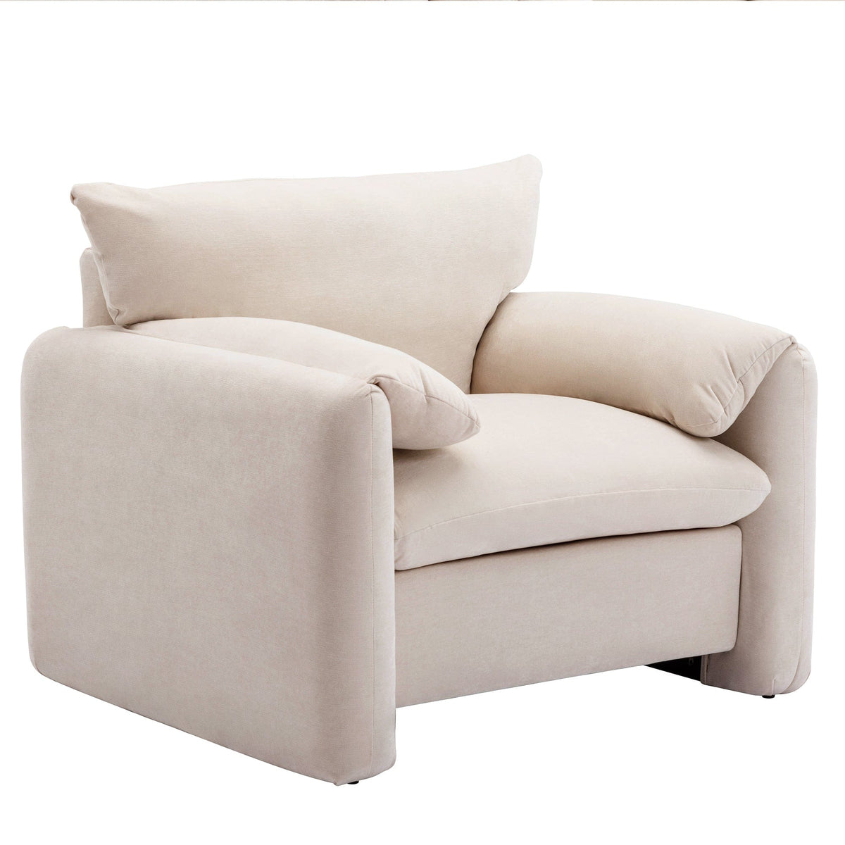 THE FURNITURE CO. Accent Chair Modern Oversized Armchair In Cream Chenille