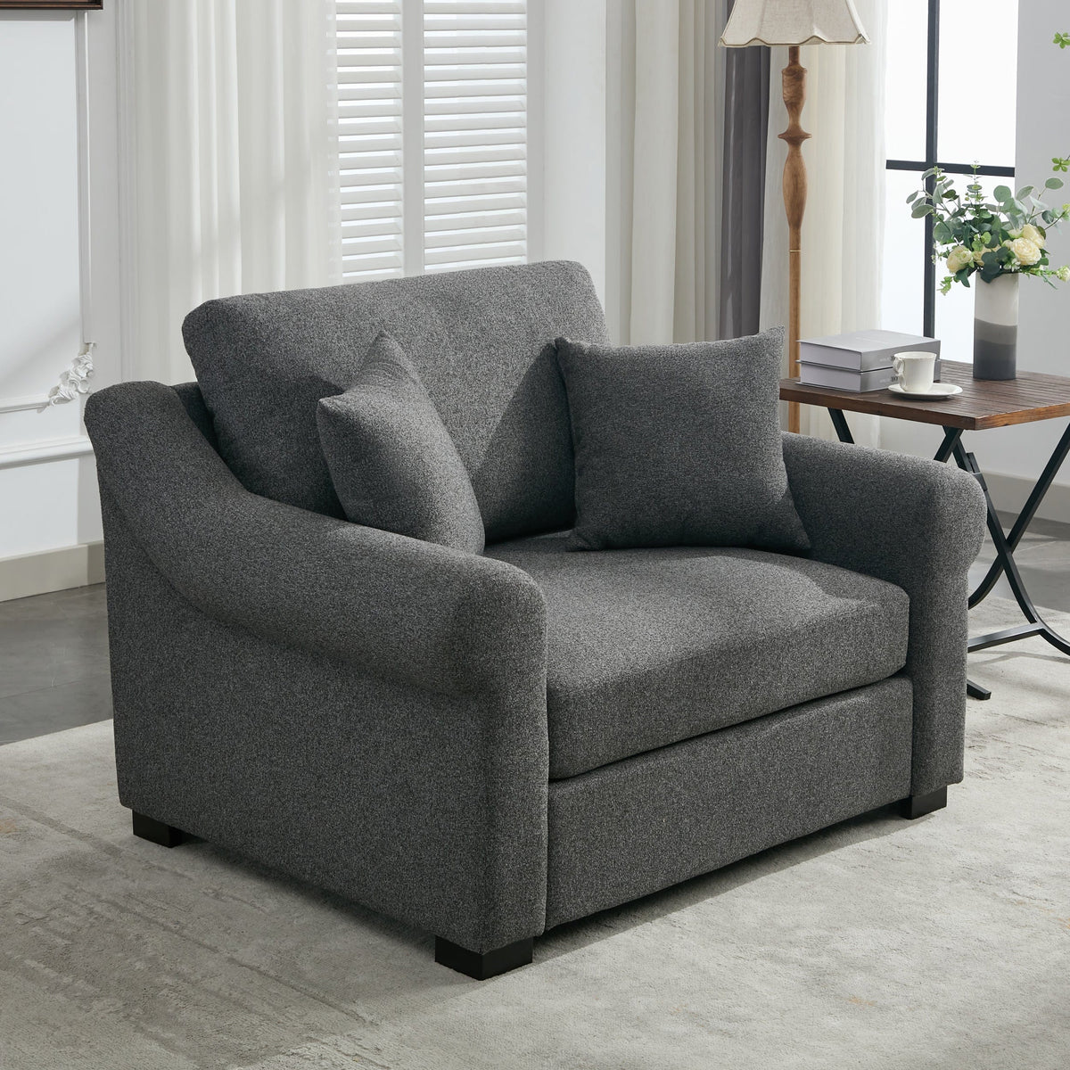 THE FURNITURE CO. Accent Chair Modern Oversized Armchair In Gray Chenille