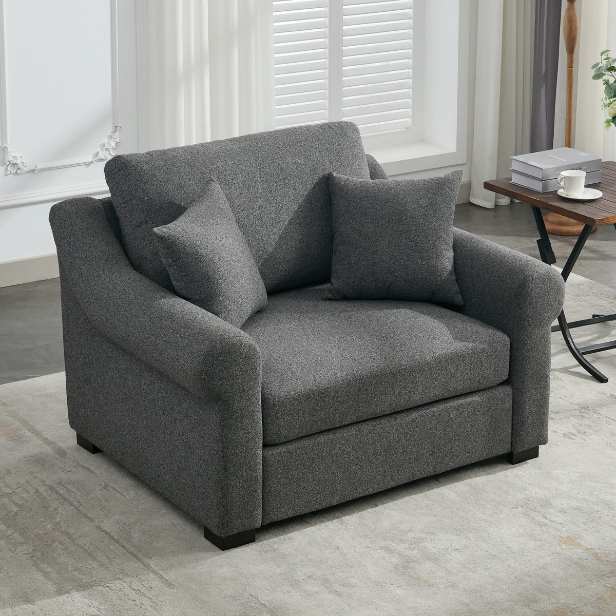 THE FURNITURE CO. Accent Chair Modern Oversized Armchair In Gray Chenille