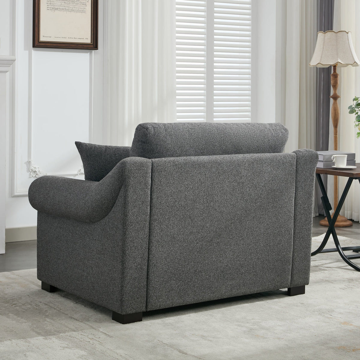 THE FURNITURE CO. Accent Chair Modern Oversized Armchair In Gray Chenille