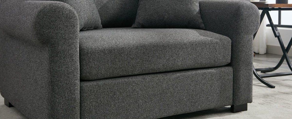 THE FURNITURE CO. Accent Chair Modern Oversized Armchair In Gray Chenille