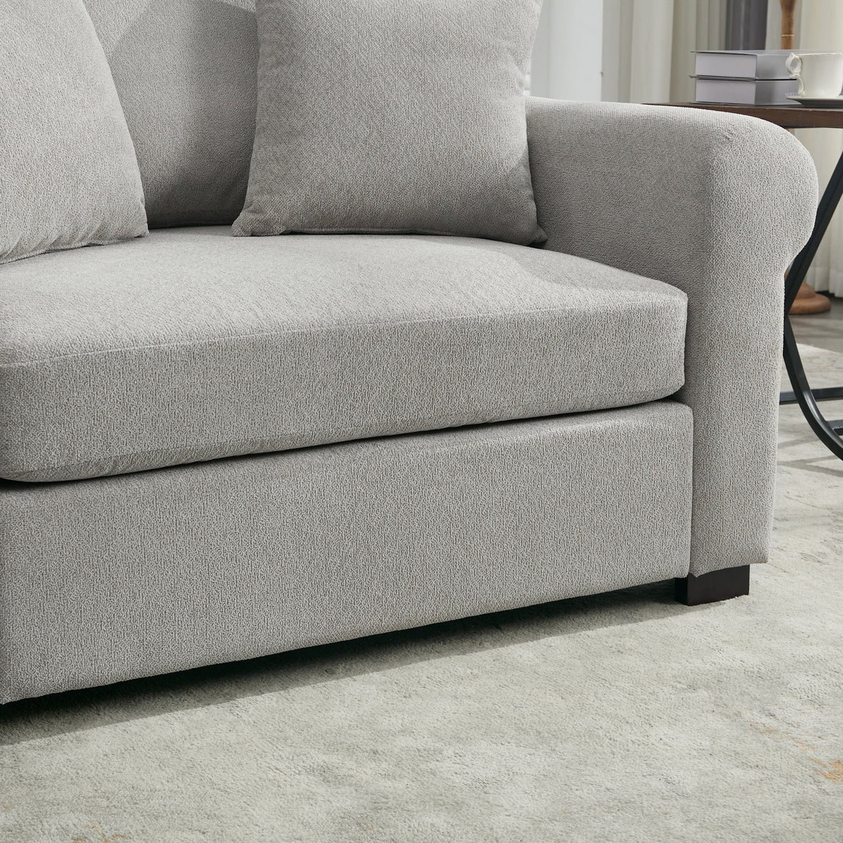 THE FURNITURE CO. Accent Chair Modern Oversized Armchair in Light Gray Chenille
