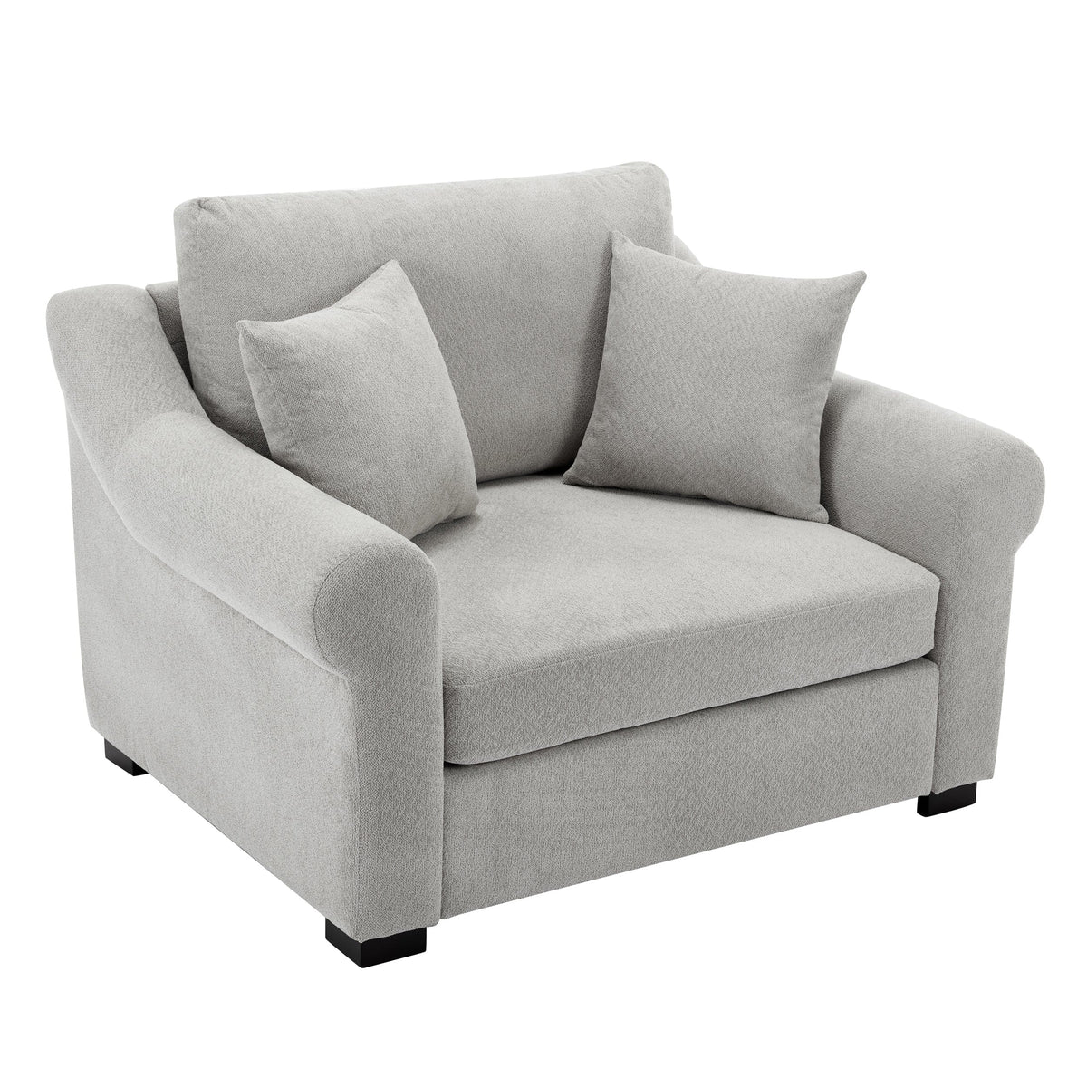 THE FURNITURE CO. Accent Chair Modern Oversized Armchair in Light Gray Chenille