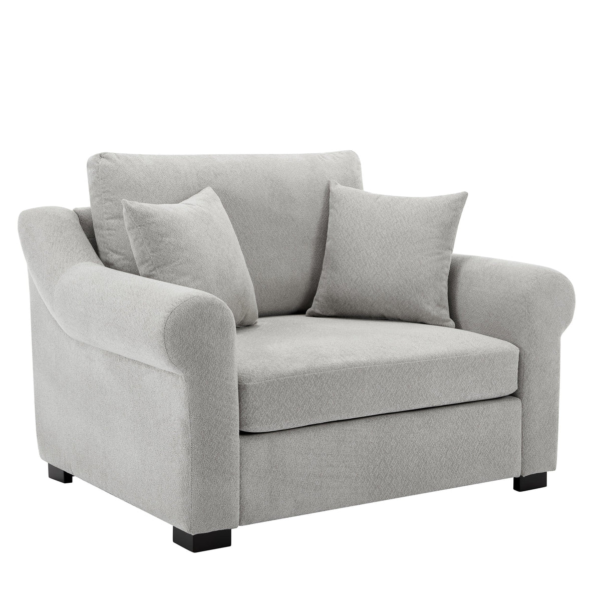THE FURNITURE CO. Accent Chair Modern Oversized Armchair in Light Gray Chenille
