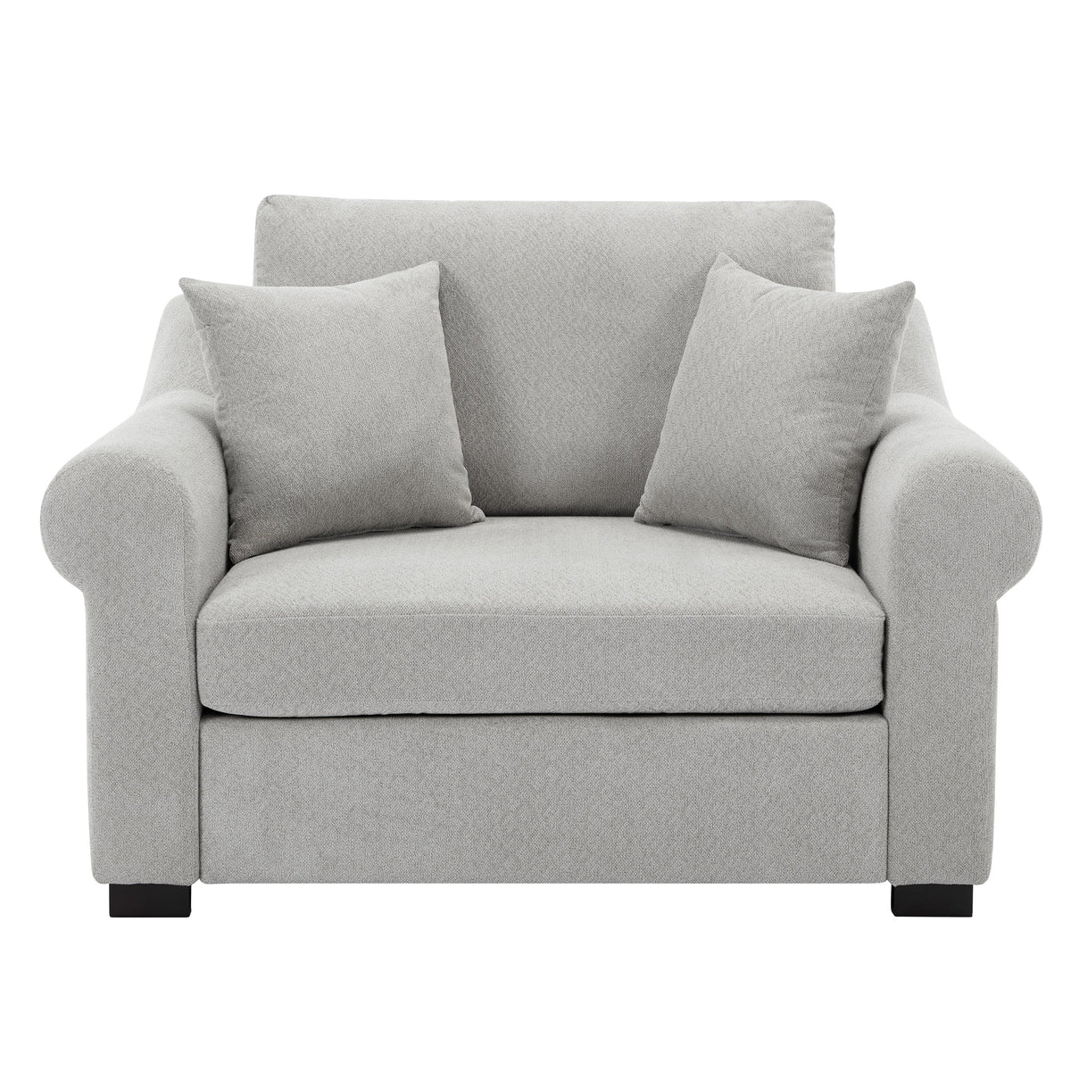 THE FURNITURE CO. Accent Chair Modern Oversized Armchair in Light Gray Chenille