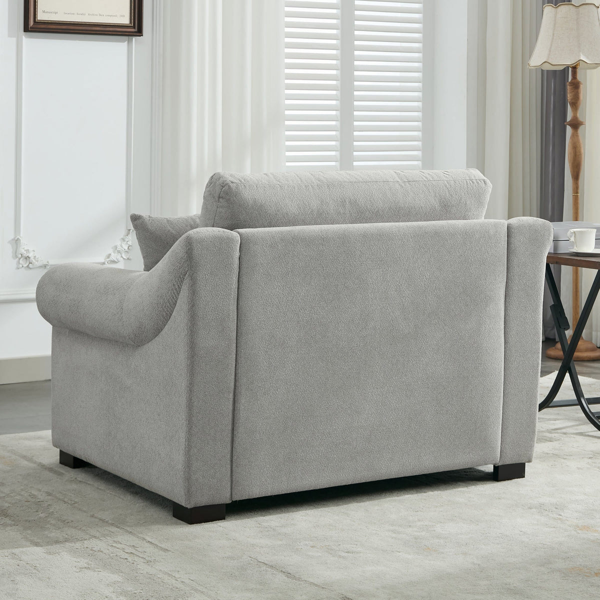 THE FURNITURE CO. Accent Chair Modern Oversized Armchair in Light Gray Chenille