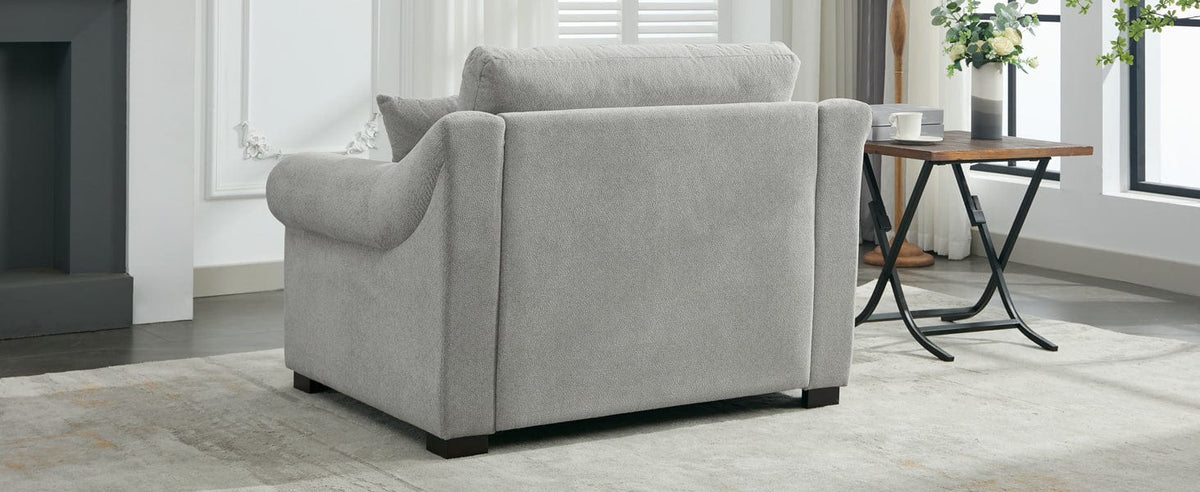 THE FURNITURE CO. Accent Chair Modern Oversized Armchair in Light Gray Chenille