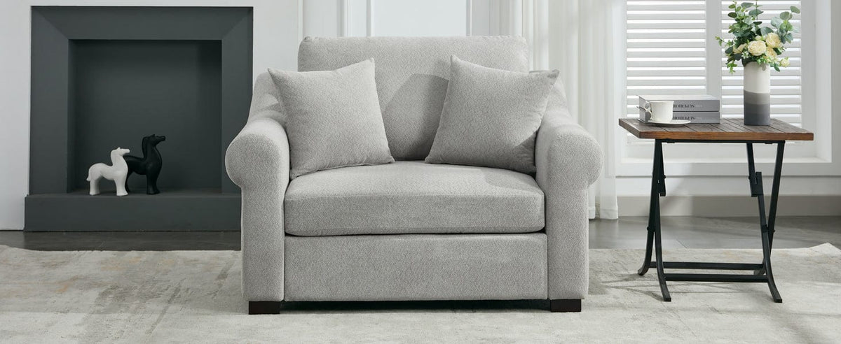 THE FURNITURE CO. Accent Chair Modern Oversized Armchair in Light Gray Chenille