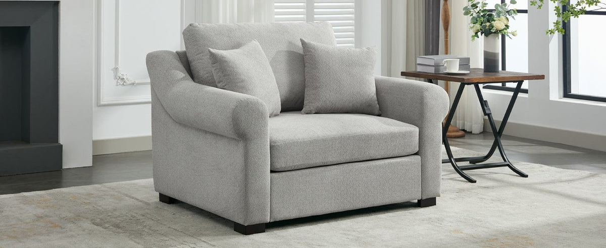 THE FURNITURE CO. Accent Chair Modern Oversized Armchair in Light Gray Chenille