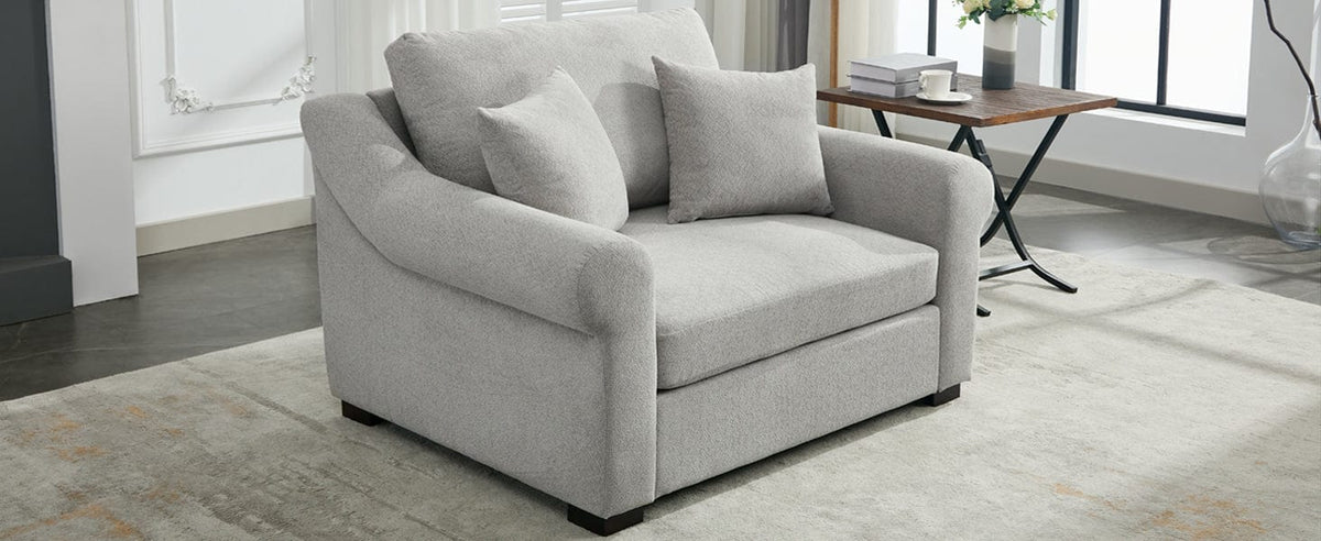 THE FURNITURE CO. Accent Chair Modern Oversized Armchair in Light Gray Chenille