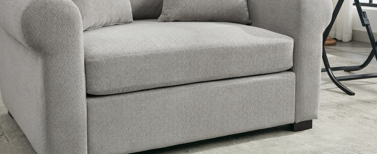 THE FURNITURE CO. Accent Chair Modern Oversized Armchair in Light Gray Chenille