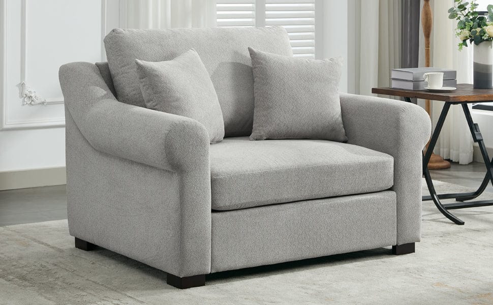 THE FURNITURE CO. Accent Chair Modern Oversized Armchair in Light Gray Chenille