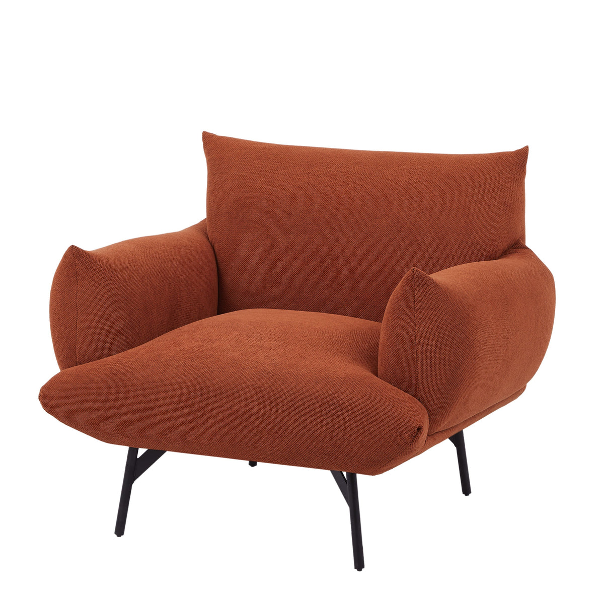THE FURNITURE CO. Accent Chair Modern Oversized Upholstered Armchair In Curry Red Fabric