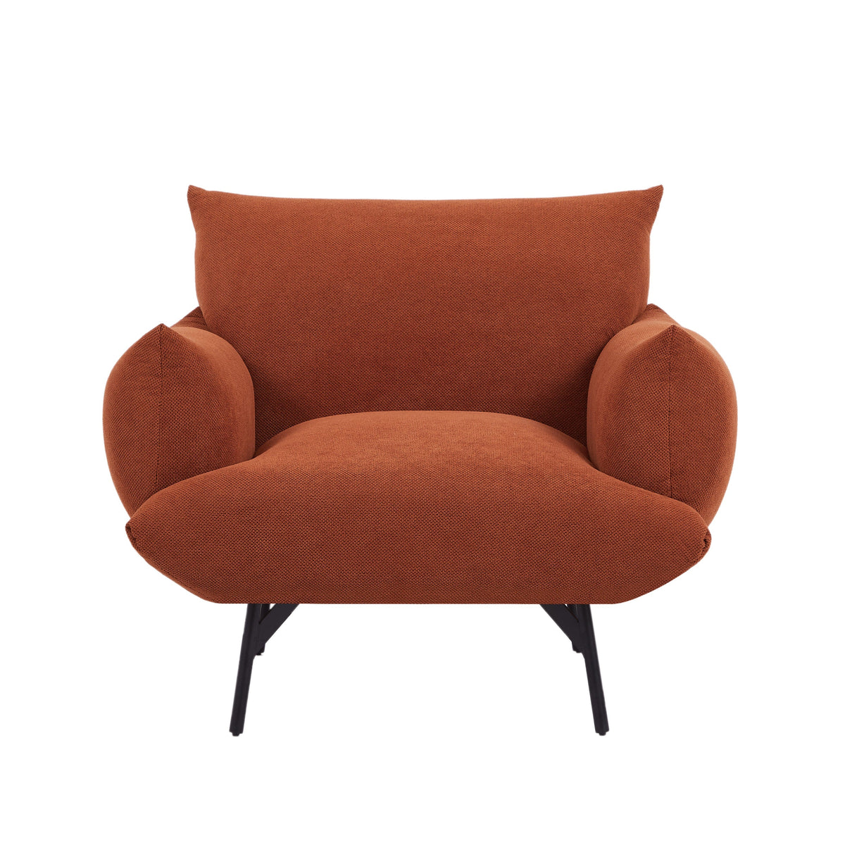 THE FURNITURE CO. Accent Chair Modern Oversized Upholstered Armchair In Curry Red Fabric