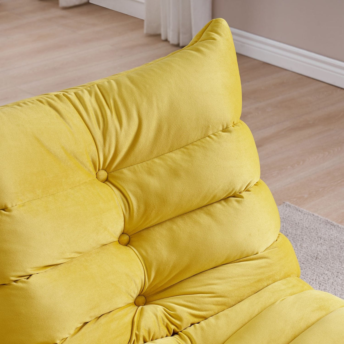 THE FURNITURE CO. Accent Chair Modern Rotatable Yellow Velvet Lazy Chair With Side Pocket