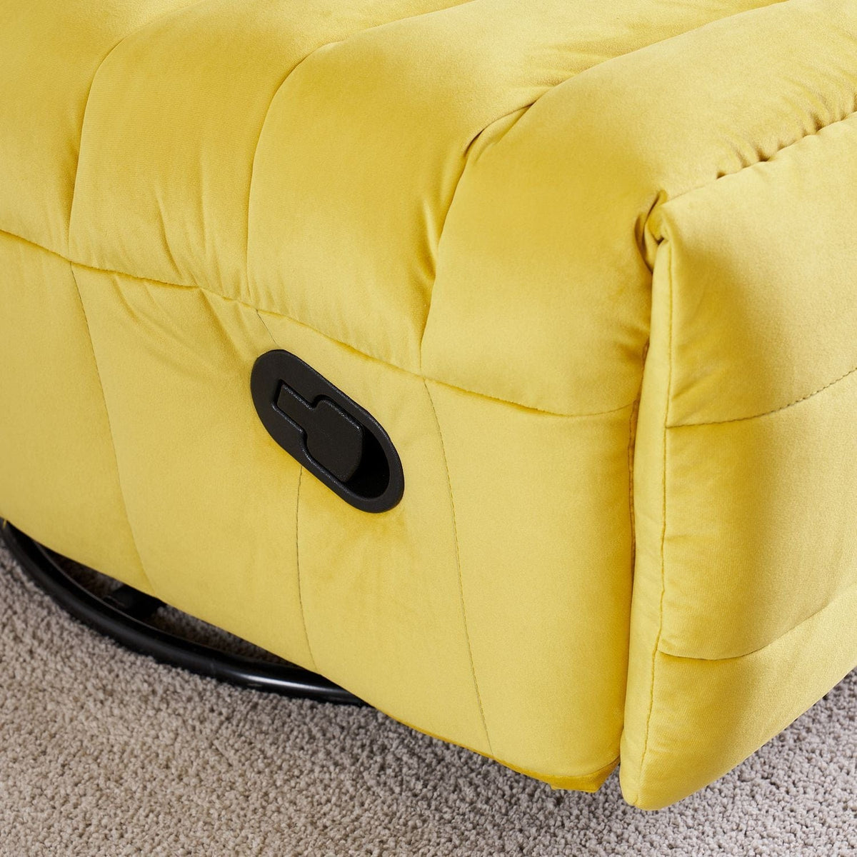 THE FURNITURE CO. Accent Chair Modern Rotatable Yellow Velvet Lazy Chair With Side Pocket