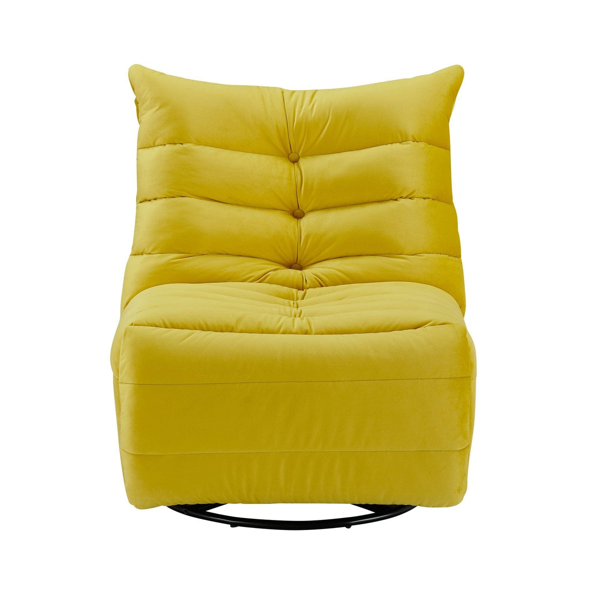 THE FURNITURE CO. Accent Chair Modern Rotatable Yellow Velvet Lazy Chair With Side Pocket