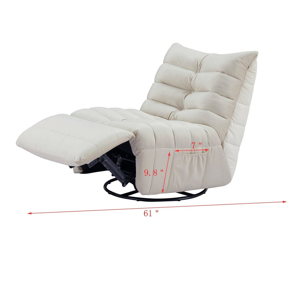 THE FURNITURE CO. Accent Chair Modern Rotatable Yellow Velvet Lazy Chair With Side Pocket