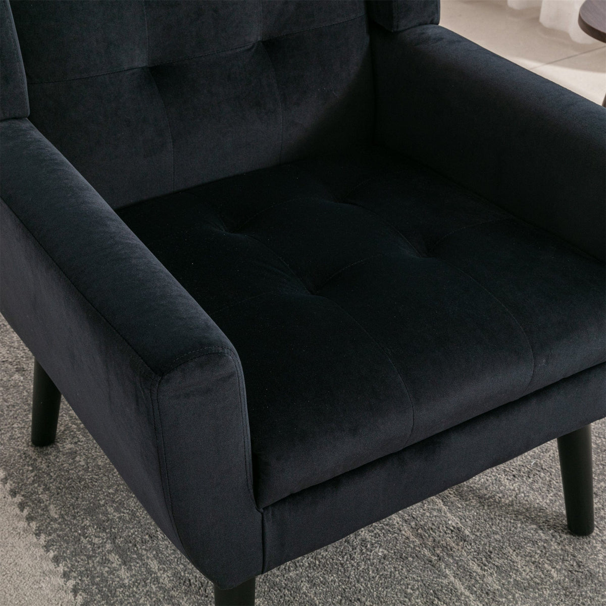 THE FURNITURE CO. Accent Chair Modern Soft Black Velvet Accent Chair