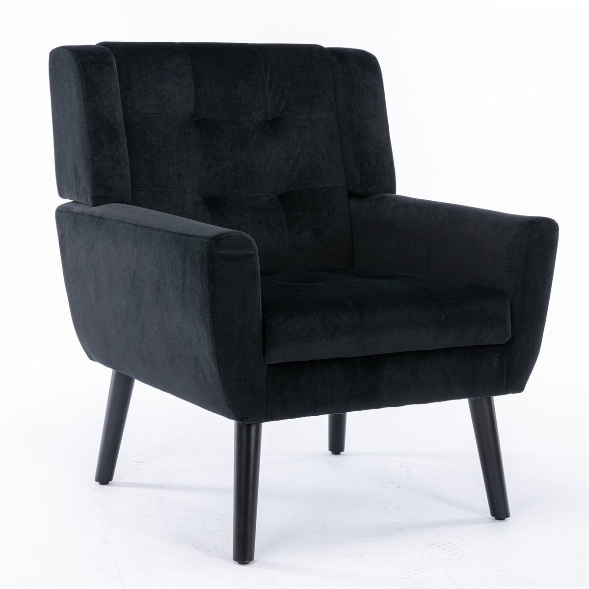 THE FURNITURE CO. Accent Chair Modern Soft Black Velvet Accent Chair