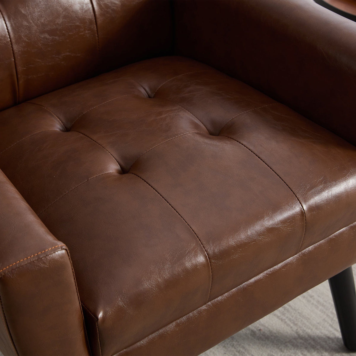 THE FURNITURE CO. Accent Chair Modern Soft Brown PU Leather Upholstered Accent Chair
