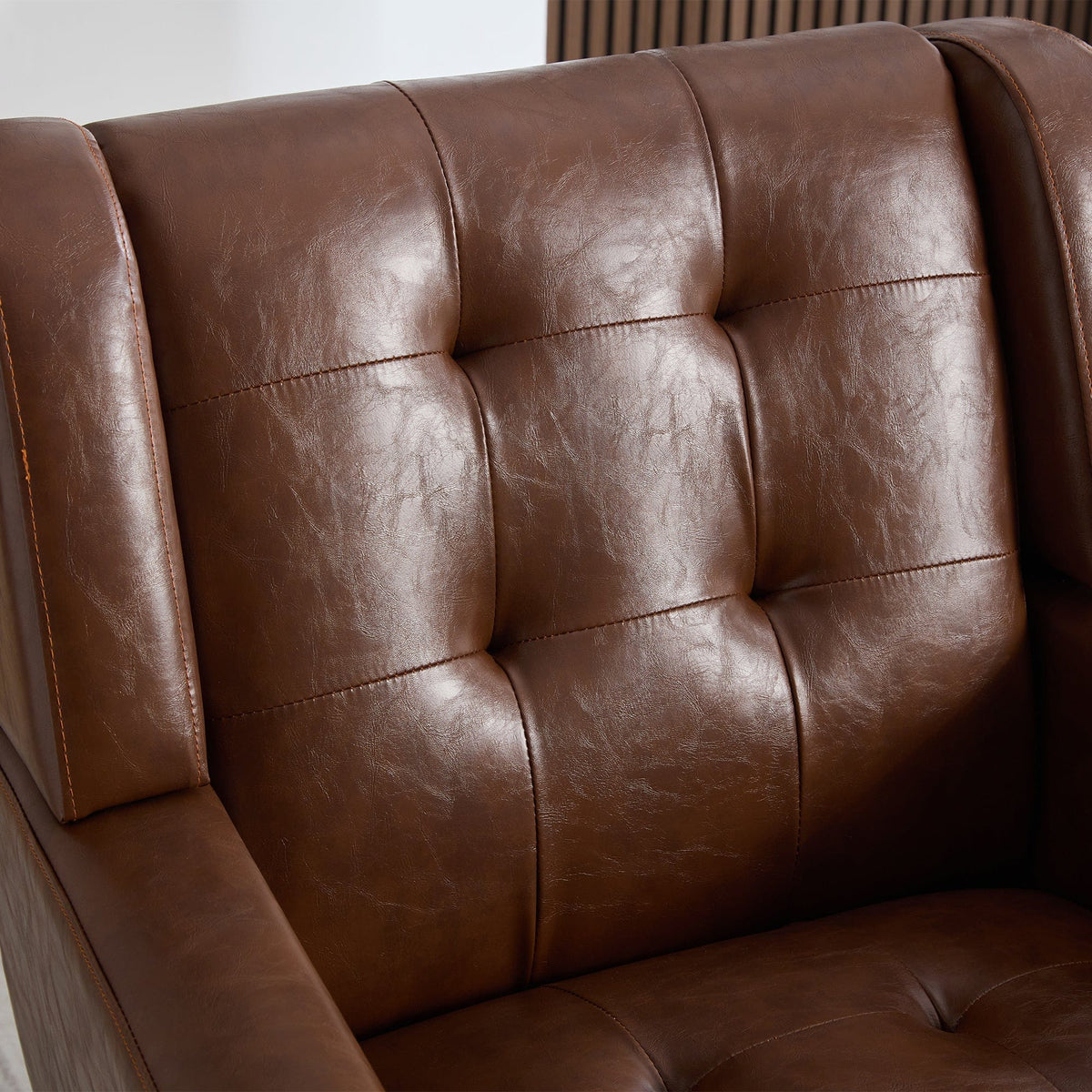 THE FURNITURE CO. Accent Chair Modern Soft Brown PU Leather Upholstered Accent Chair