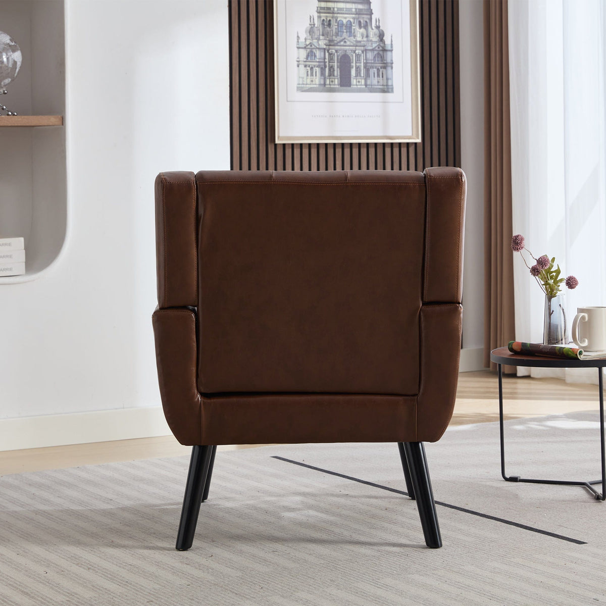 THE FURNITURE CO. Accent Chair Modern Soft Brown PU Leather Upholstered Accent Chair